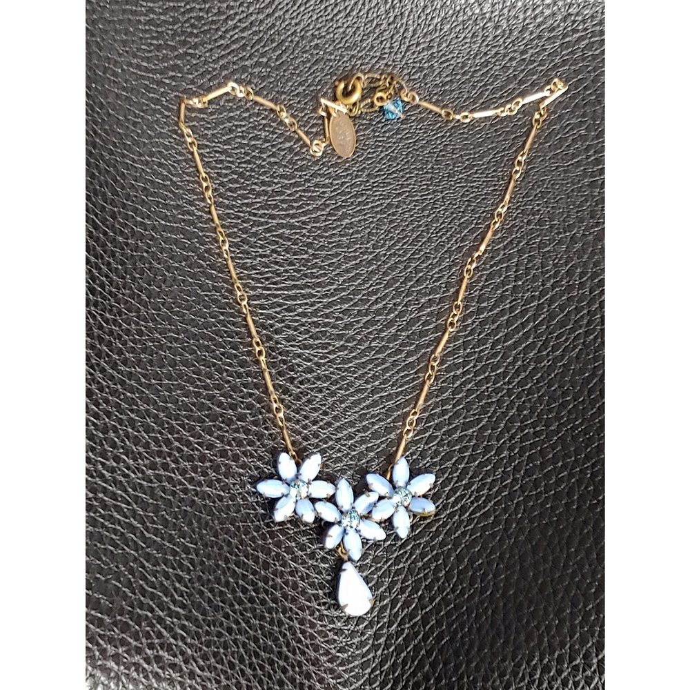 Vintage Liz Palacios flower embellished necklace with a teardrop detail